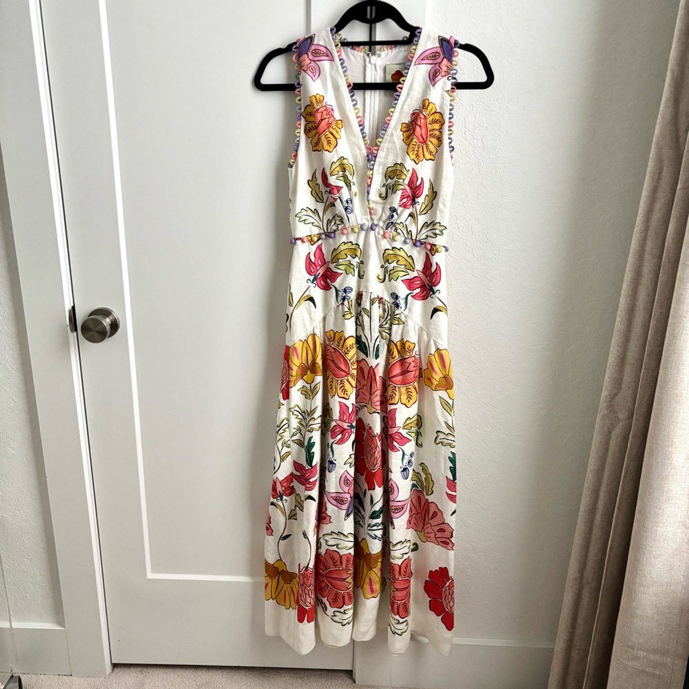 Farm Rio x Anthropologie Floral V-Neck Linen Maxi Dress - Picture 3 of 7